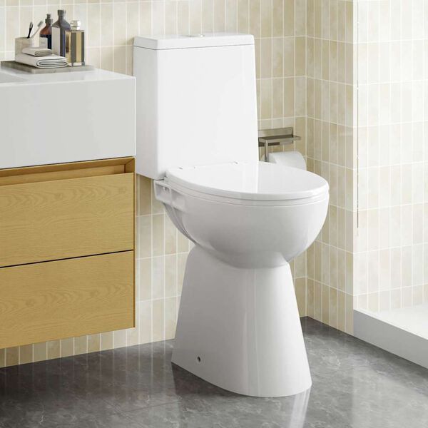 vidaXL Toilette sans rebord 7 cm hauteur suppl&eacute;mentaire Abattant amorti C&eacute;ramique blanche