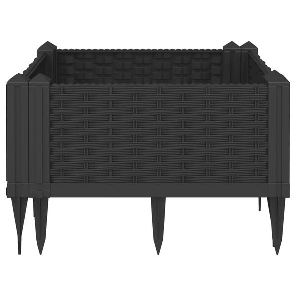 vidaXL Jardini&egrave;re avec piquets noir 42,5x42,5x28,5 cm PP