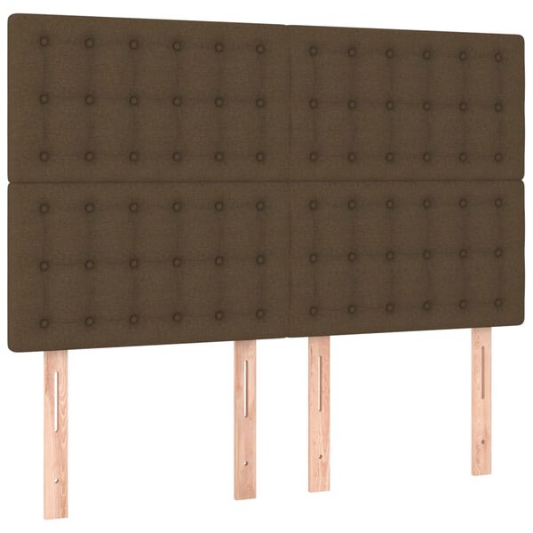 vidaXL T&ecirc;te de lit &agrave; LED Marron fonc&eacute; 144x5x118/128 cm Tissu