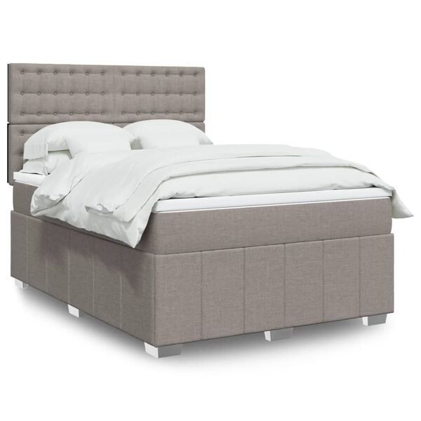 vidaXL Sommier &agrave; lattes de lit avec matelas Taupe 140x200 cm Tissu