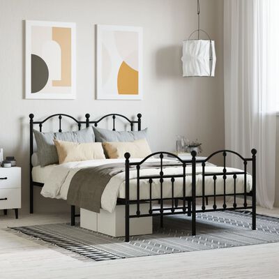 vidaXL Cadre de lit métal sans matelas avec pied de lit noir 120x190cm