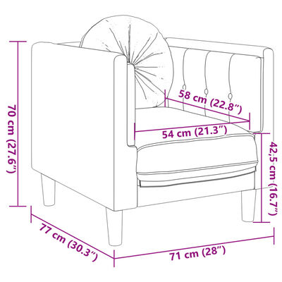 vidaXL Fauteuil avec coussin marron similicuir daim