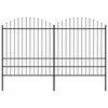 vidaXL Cl&ocirc;ture de jardin avec dessus en forme de lance en acier 337 x 200 cm Noir