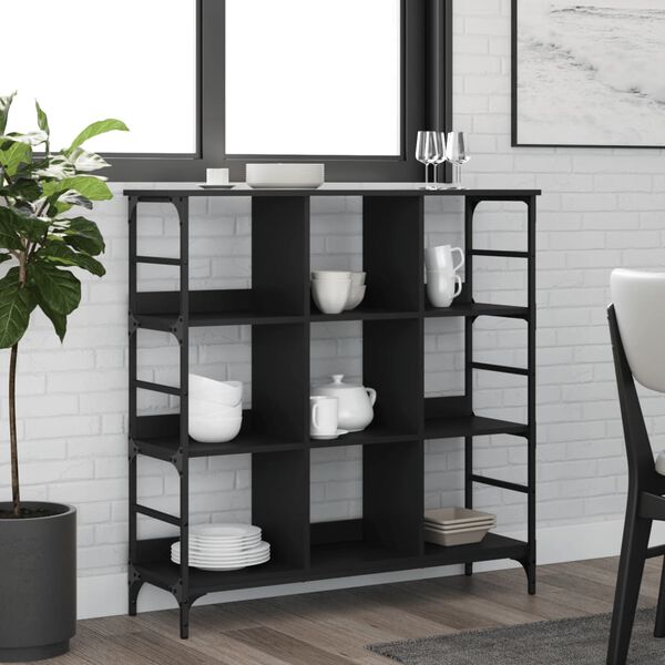 vidaXL Buffet noir 102x32x103,5 cm bois d'ing&eacute;nierie