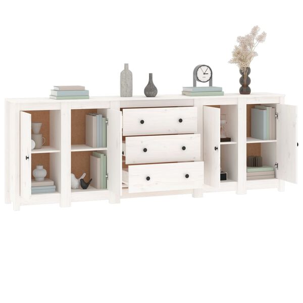 vidaXL Buffet Blanc 230x35x80 cm Bois massif de pin