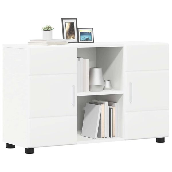 vidaXL Buffet avec porte Blanc 88,5 x 30,5 x 55,5 cm Bois d'ing&eacute;nierie