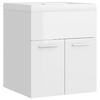 vidaXL Armoire d'&eacute;vier avec lavabo int&eacute;gr&eacute; Blanc brillant Agglom&eacute;r&eacute;