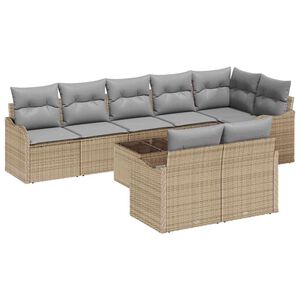 vidaXL Ensemble de canap&eacute; de jardin 9 pcs Beige polyrotin