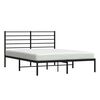 vidaXL Cadre de lit m&eacute;tal sans matelas avec t&ecirc;te de lit noir 140x190cm