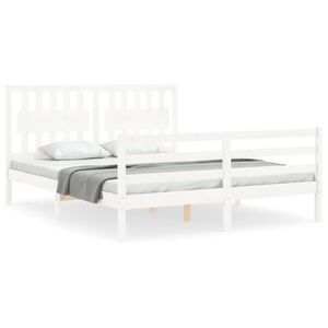 vidaXL Cadre de lit sans matelas blanc bois de pin massif