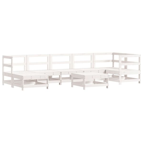 vidaXL Salon de jardin 8 pcs avec coussins blanc bois massif