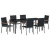 vidaXL Ensemble de salle &agrave; manger pour jardin 7 pc Noir