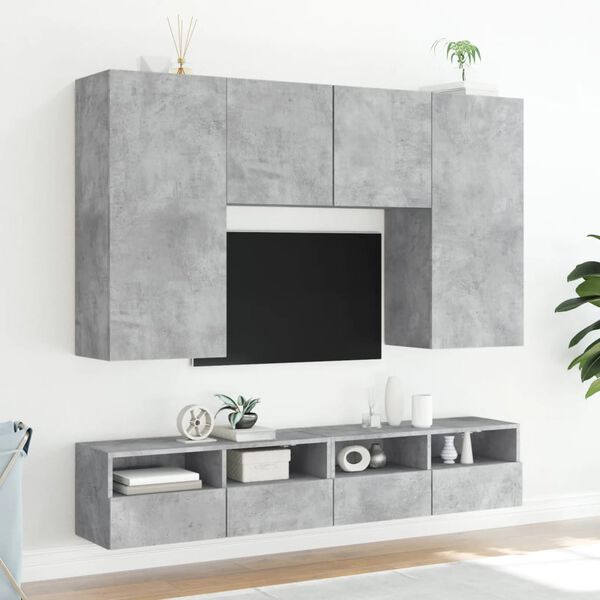 vidaXL Meuble TV mural gris b&eacute;ton 100x30x30 cm bois d'ing&eacute;nierie