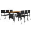 vidaXL Mobilier &agrave; d&icirc;ner d'ext&eacute;rieur 7 pcs R&eacute;sine tress&eacute;e Noir