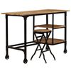 vidaXL Bureau avec tabouret pliant Bois de manguier massif 115x50x76cm