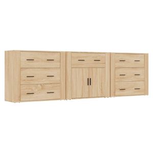 vidaXL Buffets 3 pcs Ch&ecirc;ne sonoma Bois d'ing&eacute;nierie