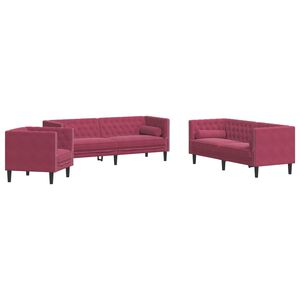 vidaXL Ensemble de canap&eacute; Chesterfield et traversins 3 pcs velours