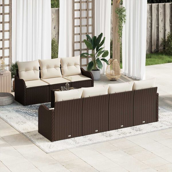 vidaXL Ensemble de canapé de jardin Marron 55 x 55 x 37 cm polyrotin