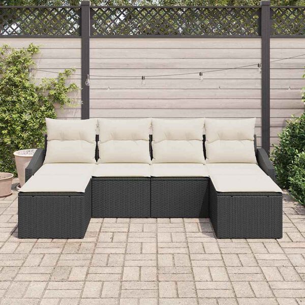vidaXL Ensemble de salle &agrave; manger pour jardin 6 pcs Noir et Cr&egrave;me