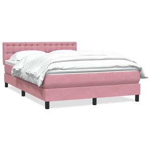 vidaXL Sommier &agrave; lattes de lit avec matelas rose 140x210 cm velours