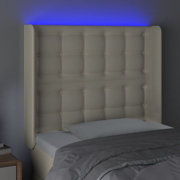 vidaXL T&ecirc;te de lit &agrave; LED Cr&egrave;me 103x16x118/128 cm Similicuir