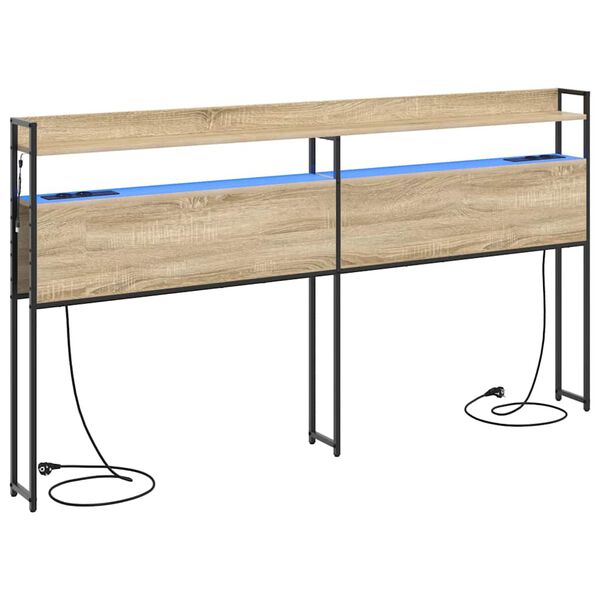 vidaXL T&ecirc;te de lit de rangement Ch&ecirc;ne sonoma 200 cm Bois d'ing&eacute;nierie