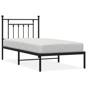 vidaXL Cadre de lit m&eacute;tal sans matelas avec t&ecirc;te de lit noir 90x190 cm