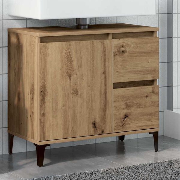 vidaXL Armoire lavabo ch&ecirc;ne artisanal 65x33x60 cm bois d'ing&eacute;nierie