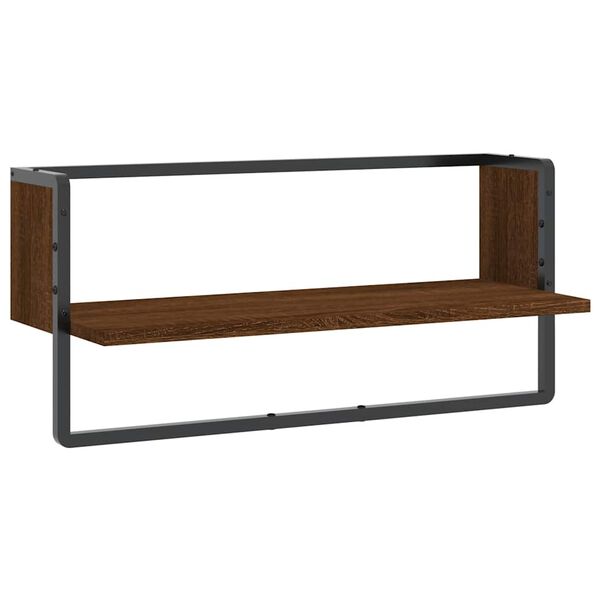 vidaXL &Eacute;tag&egrave;re murale avec barre ch&ecirc;ne marron 65x25x30 cm