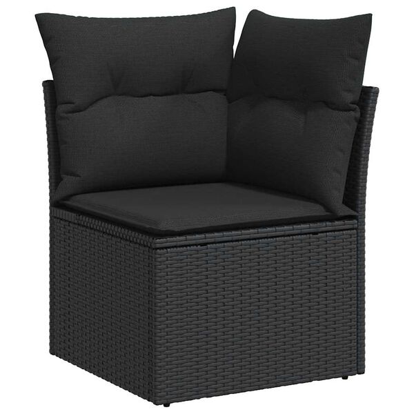 vidaXL Salon de jardin 6 pcs avec coussins noir r&eacute;sine tress&eacute;e