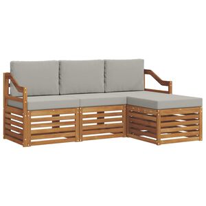 vidaXL Ensemble de canap&eacute;s d'ext&eacute;rieur 4 pcs Gris Naturel et Clair