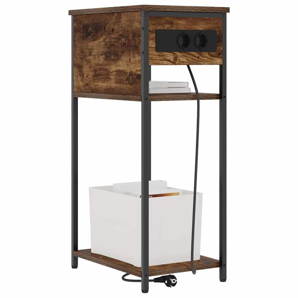 vidaXL Cabinet de chevet Ch&ecirc;ne fum&eacute; 41 x 28 x 76 cm Bois d'ing&eacute;nierie