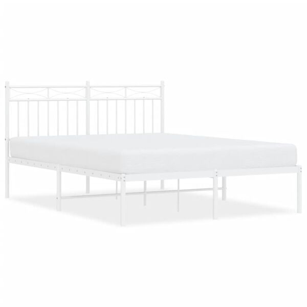 vidaXL Cadre de lit métal sans matelas et tête de lit blanc 140x200 cm