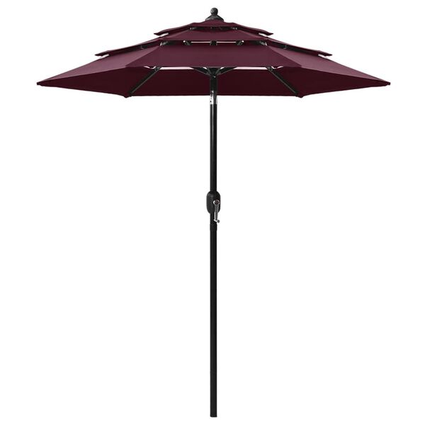 vidaXL Parasol de jardin &agrave; 3 niveaux m&acirc;t en aluminium rouge bordeaux