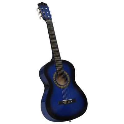 vidaXL Jeu de guitare classique pour débutants 8 pcs Bleu 1/2 34"