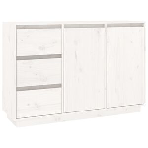 vidaXL Buffet Blanc 111x34x75 cm Bois massif de pin