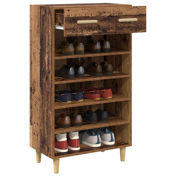 vidaXL Cabinet &agrave; chaussures avec tiroir Bois ancien 60 x 35 x 105 cm