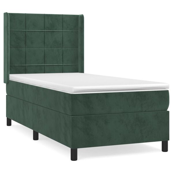 vidaXL Sommier &agrave; lattes de lit avec matelas Vert fonc&eacute; 100x200 cm