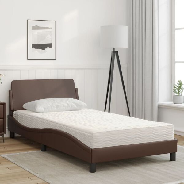 vidaXL Lit avec matelas Dover marron 100x200 cm similicuir