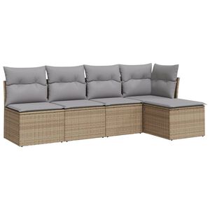 vidaXL Salon de jardin avec coussins 5 pcs beige r&eacute;sine tress&eacute;e
