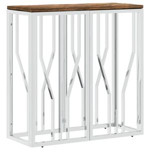 vidaXL Table console argent&eacute; acier inoxydable/bois massif r&eacute;cup&eacute;ration
