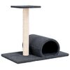 vidaXL Arbre &agrave; chat avec tunnel Gris fonc&eacute; 60x34,5x50 cm
