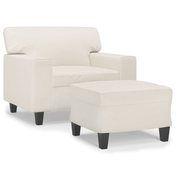 vidaXL Fauteuil avec repose-pied Cr&egrave;me 60 cm Similicuir