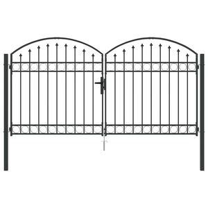 vidaXL Portail de clôture avec verrouillage Gris 300 x 150 cm Acier