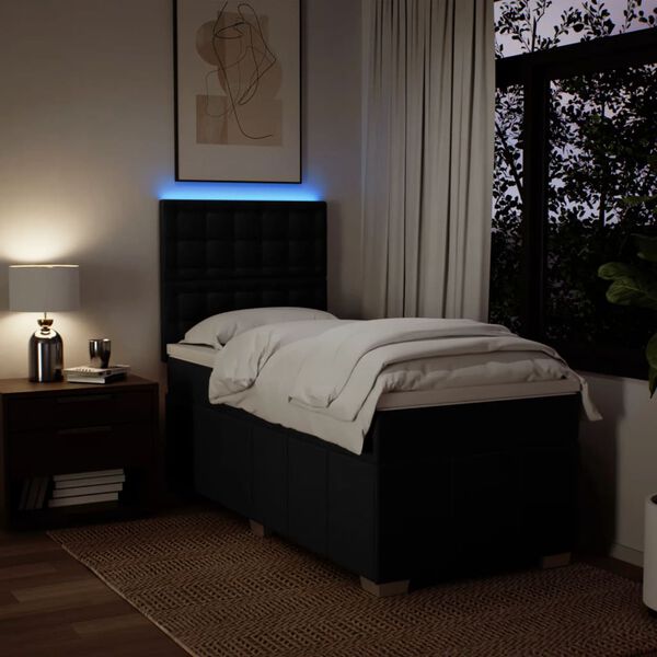 vidaXL Sommier &agrave; lattes de lit avec matelas Noir 100x200 cm Tissu