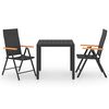 vidaXL Ensemble &agrave; manger de jardin 3 pcs noir et marron