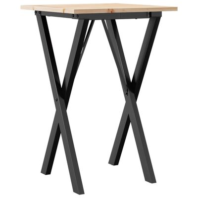 vidaXL Table à manger cadre en X 50x50x75 cm bois de pin massif fonte