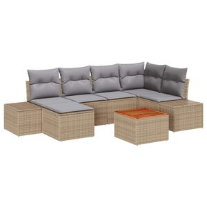 vidaXL Ensemble de canap&eacute; de jardin 7 pc beige et gris clair