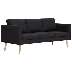 vidaXL Canap&eacute; &agrave; 3 places Tissu Noir