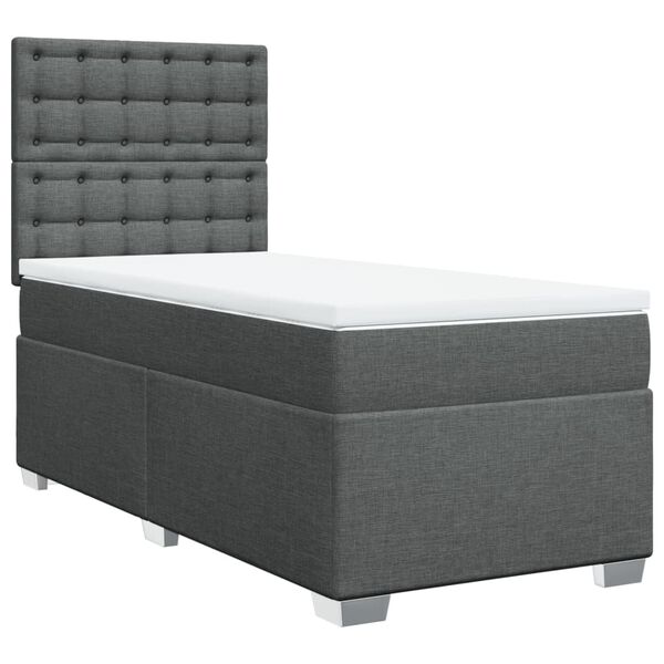 vidaXL Sommier &agrave; lattes de lit avec matelas Gris fonc&eacute; 100x200cm Tissu